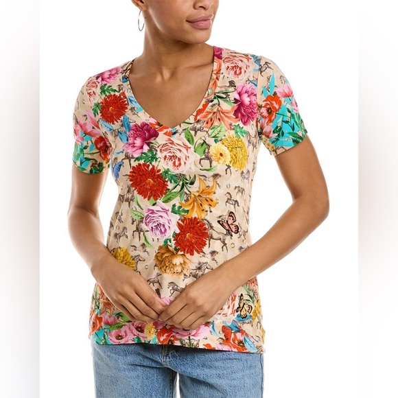 Johnny Was Tops - JOHNNY WAS NWOT Lace Garden Favorite V-Neck Tee